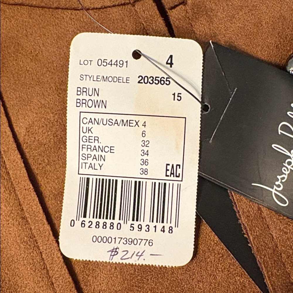 NWT Stunning Joseph Ribkoff Jacket-Suede Look Brown Cropped Jacket Sz4 - Picture 15 of 17